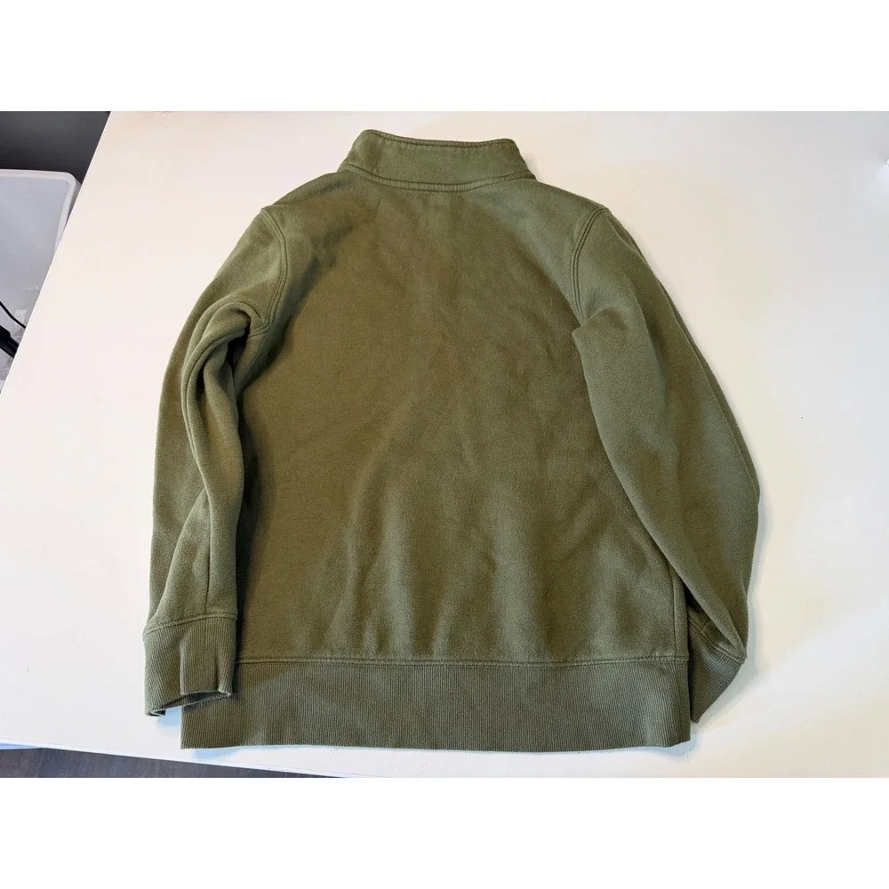 Sonoma Kids Medium Olive Green Navy Blue Stripe Quarter Zip Fleece Sweatshirt